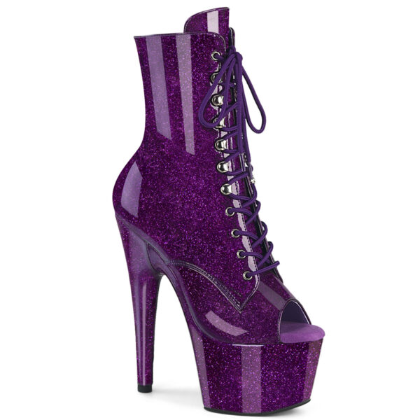 7" Heel, 2 3/4" PF Peep Toe Lace-Up Ankle Boot, Side Zip