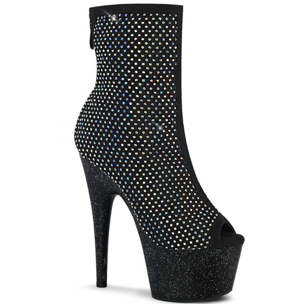 7" Heel, 2 3/4" PF Peep Toe Ankle Boot, Back Zip