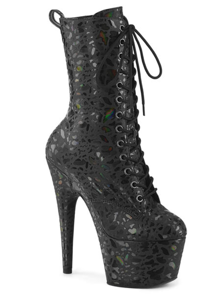 7" Heel, 2 3/4" PF Lace-Up Front Ankle Boot, Side Zip