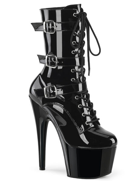 7" Heel, 2 3/4" PF Lace-Up Front Ankle Boot, Side Zip