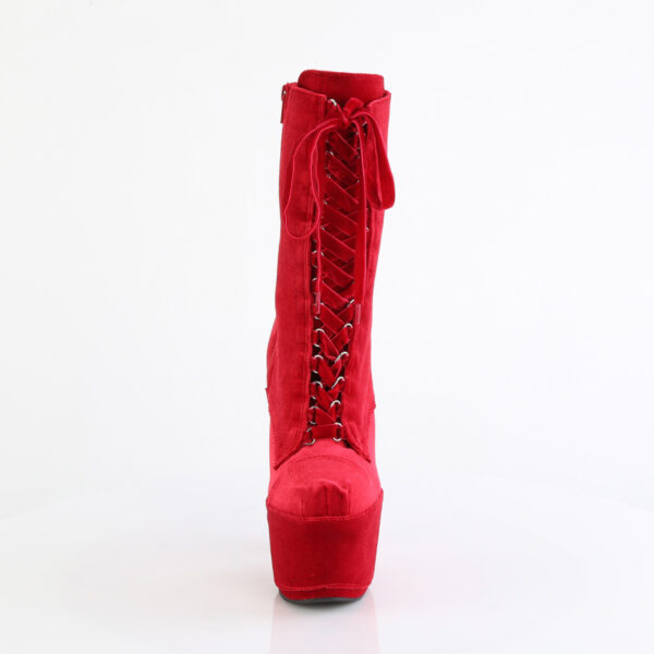 7" Heel, 2 3/4" PF Velvet Lace-Up Front Ankle Boot - Image 2