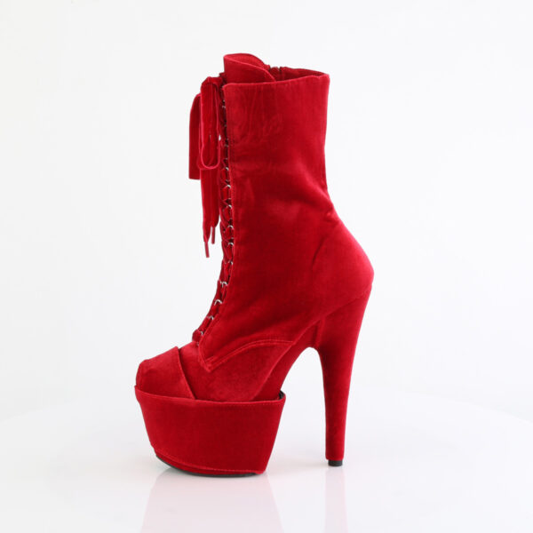 7" Heel, 2 3/4" PF Velvet Lace-Up Front Ankle Boot - Image 3