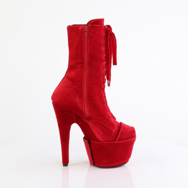 7" Heel, 2 3/4" PF Velvet Lace-Up Front Ankle Boot - Image 5