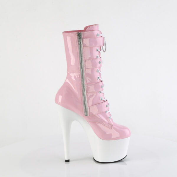 7" Heel, 2 3/4" PF Two Tone Lace-Up Ankle Boot, Side Zip - Image 5