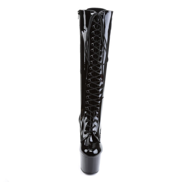 7" Heel, 2 3/4" PF Lace-Up Stretch PF Knee Boot, Side Zip - Image 2