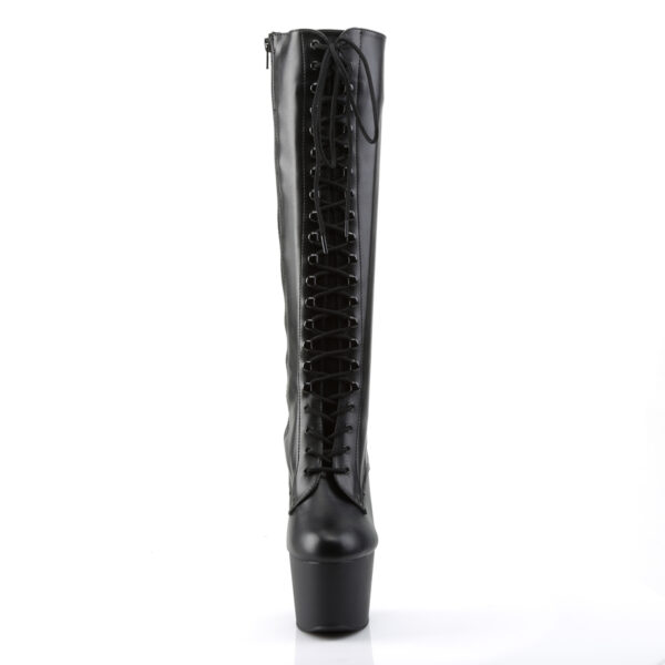7" Heel, 2 3/4" PF Lace-Up Stretch PF Knee Boot, Side Zip - Image 2