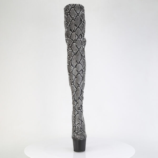 7" Heel, 2 3/4" PF Stretch Snake Print Pull-On Thigh Boot - Image 2