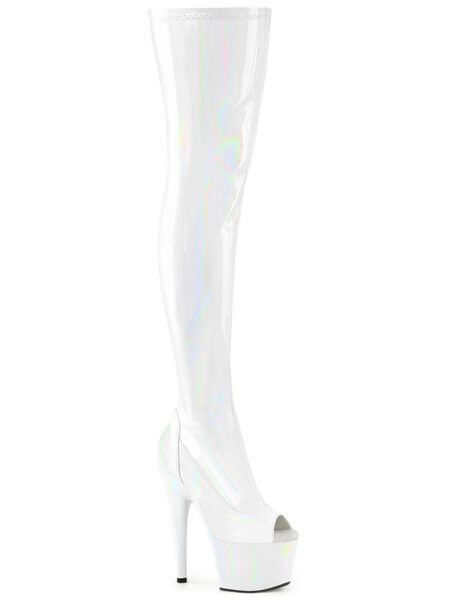 7" Heel, 2 3/4" PF Peep Toe Thigh High Boot, Side Zip