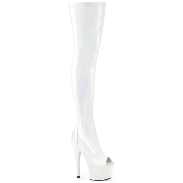 7" Heel, 2 3/4" PF Peep Toe Thigh High Boot, Side Zip