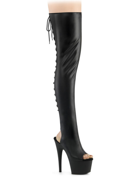 7" Heel, 2 3/4" PF Open Heel/Toe Thigh High Boot, Side Zip