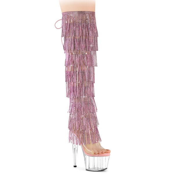 7" Heel, 2 3/4" PF 8-Layer Fringe OTK Boot, Side Zip