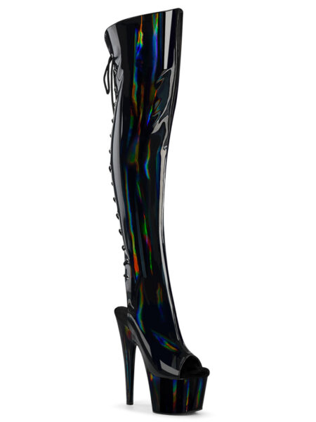 7" Heel, 2 3/4"PF Open Toe/Heel Over-The-Knee Boot, Side Zip