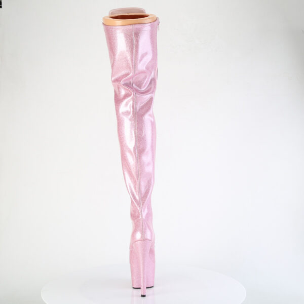 7" Heel, 2 3/4" PF Lace-Up Stretch Thigh Boot, Side Zip - Image 4