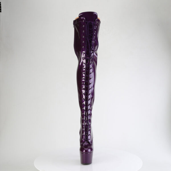 7" Heel, 2 3/4" PF Lace-Up Stretch Thigh Boot, Side Zip - Image 2