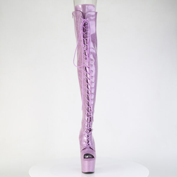 7" Heel, 2 3/4" PF Peep Toe Lace-Up Thigh Boot, Side Zip - Image 2