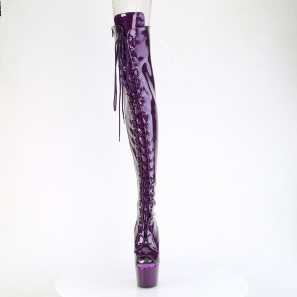 7" Heel, 2 3/4" PF Peep Toe Lace-Up Thigh Boot, Side Zip - Image 2