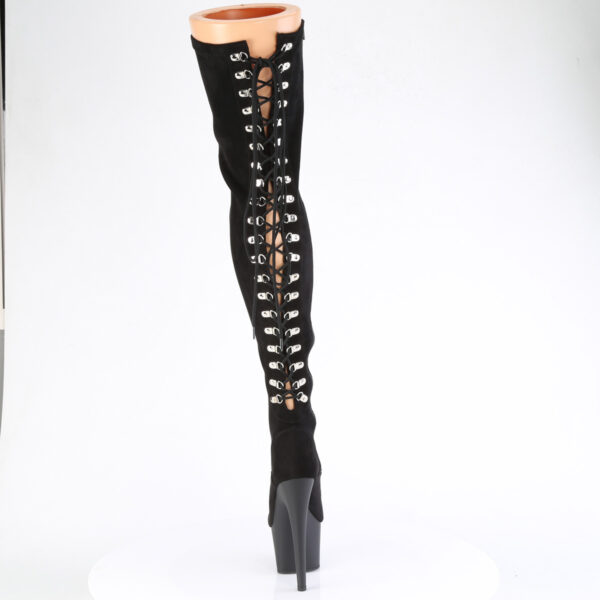 7" Heel, 2 3/4" PF Lace-Up Back Stretch Thigh Boot, Side Zip - Image 4
