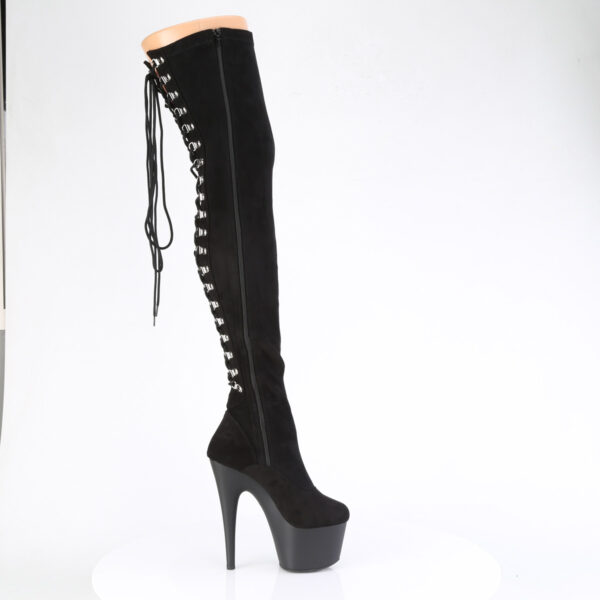 7" Heel, 2 3/4" PF Lace-Up Back Stretch Thigh Boot, Side Zip - Image 5
