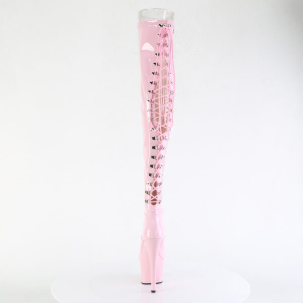 7" Heel, 2 3/4" PF Lace-Up Back Stretch Thigh Boot, Side Zip - Image 4