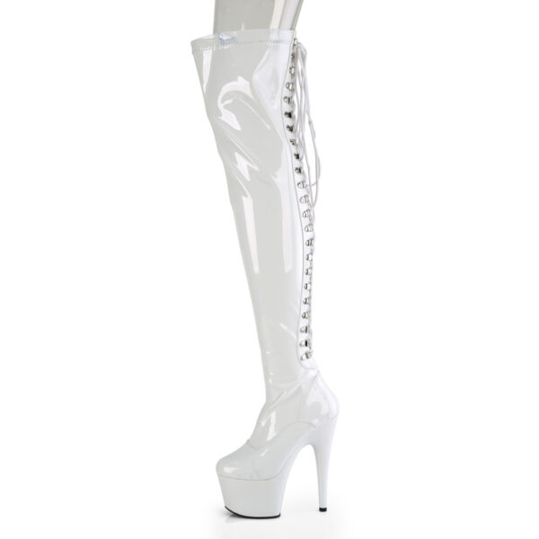 7" Heel, 2 3/4" PF Lace-Up Back Stretch Thigh Boot, Side Zip - Image 3