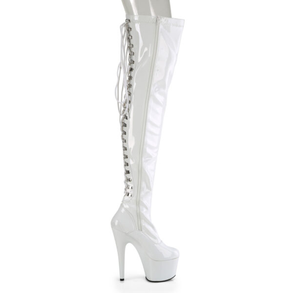 7" Heel, 2 3/4" PF Lace-Up Back Stretch Thigh Boot, Side Zip - Image 5