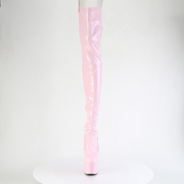 7" Heel, 2 3/4" PF Lace-Up Back Stretch Thigh Boot, Side Zip - Image 2
