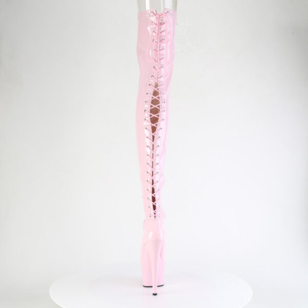 7" Heel, 2 3/4" PF Lace-Up Back Stretch Thigh Boot, Side Zip - Image 4