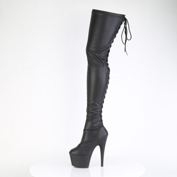 7" Heel, 2 3/4" PF Lace-Up Back Stretch Thigh Boot, Side Zip - Image 3
