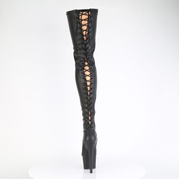 7" Heel, 2 3/4" PF Lace-Up Back Stretch Thigh Boot, Side Zip - Image 4