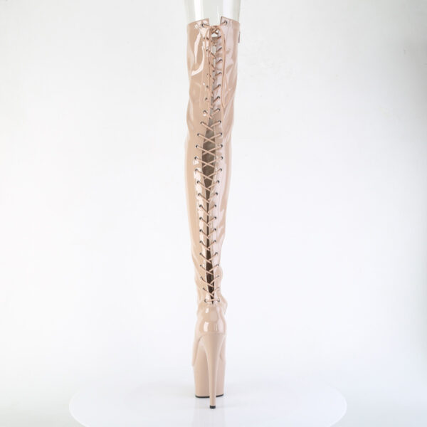 7" Heel, 2 3/4" PF Lace-Up Back Stretch Thigh Boot, Side Zip - Image 4