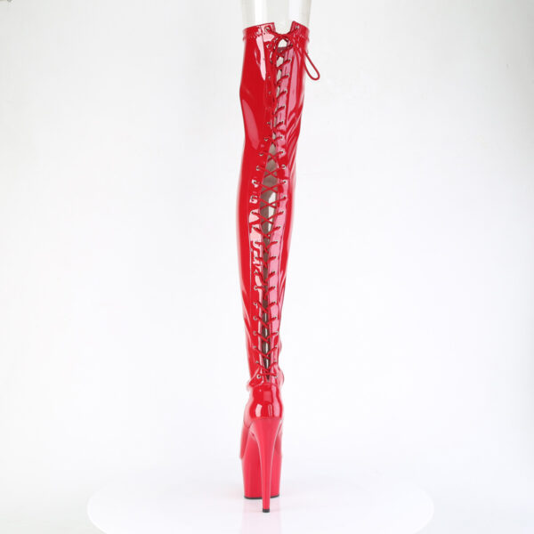7" Heel, 2 3/4" PF Lace-Up Back Stretch Thigh Boot, Side Zip - Image 4