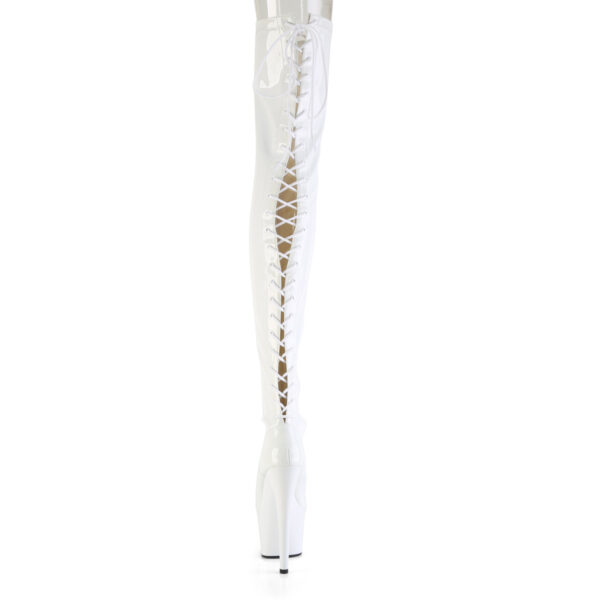7" Heel, 2 3/4" PF Lace-Up Back Stretch Thigh Boot, Side Zip - Image 4