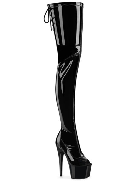 7" Heel, 2 3/4" PF Peep Toe Stretch Crotch Boot, Side Zip