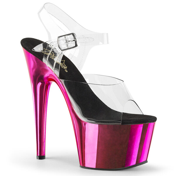 7" Heel, 2 3/4" PF Ankle Strap Sandal w/ Chrome Plated Btm
