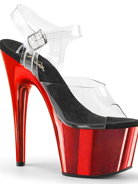 7" Heel, 2 3/4" PF Ankle Strap Sandal w/ Chrome Plated Btm