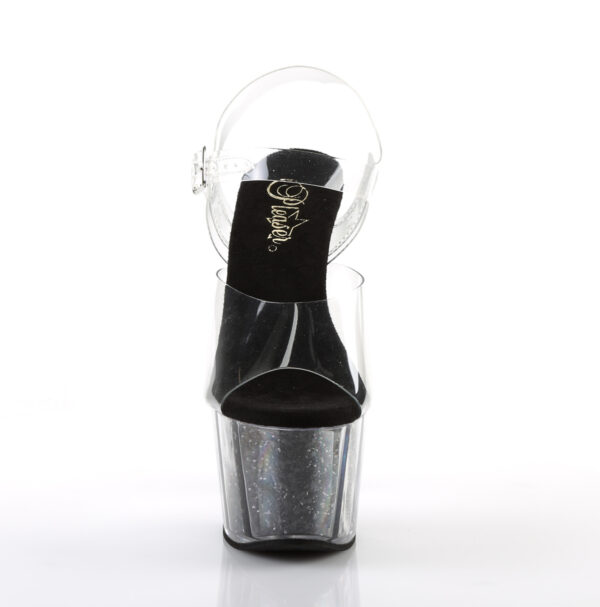 7" Heel, 2 3/4" PF Ankle Strap Sandal w/ Glitter Inserts - Image 2