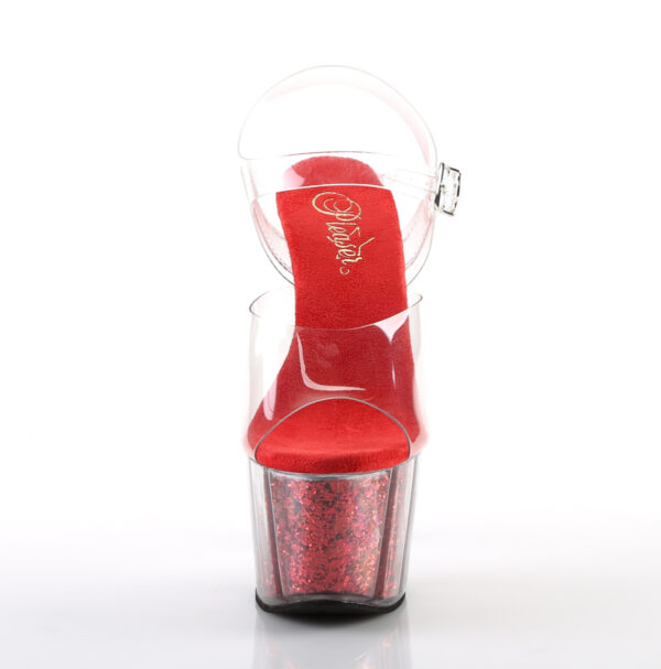 7" Heel, 2 3/4" PF Ankle Strap Sandal w/ Glitter Inserts - Image 2
