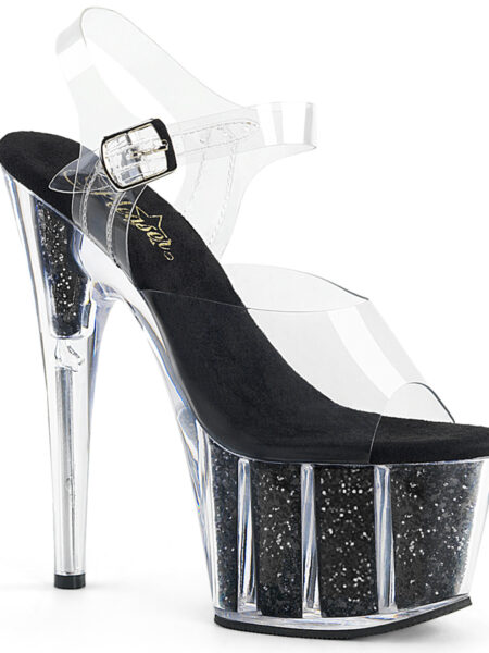 7" Heel, 2 3/4" PF Ankle Strap Sandal w/ Glitter Inserts
