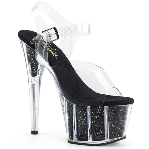 7" Heel, 2 3/4" PF Ankle Strap Sandal w/ Glitter Inserts
