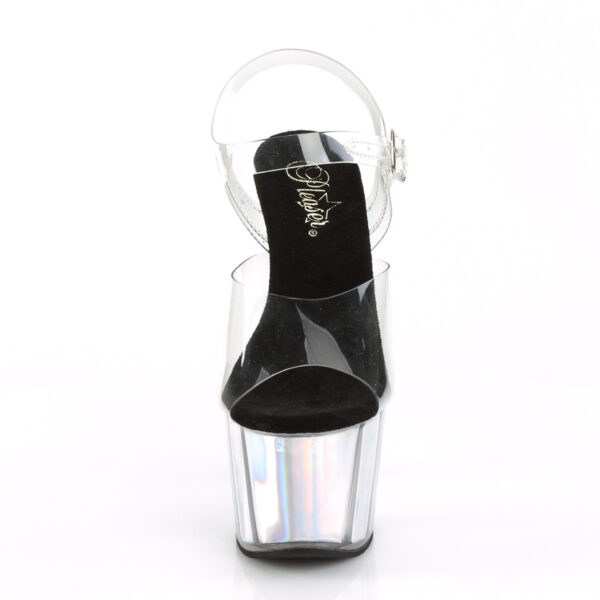 7" Heel, 2 3/4" PF Ankle Strap Sandal w/ Hologram Inserts - Image 2