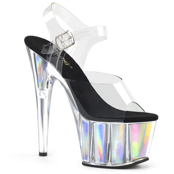 7" Heel, 2 3/4" PF Ankle Strap Sandal w/ Hologram Inserts
