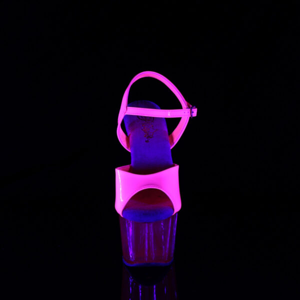 7" Heel, 2 3/4" UV Reactive Tinted PF Ankle Strap Sandal - Image 2