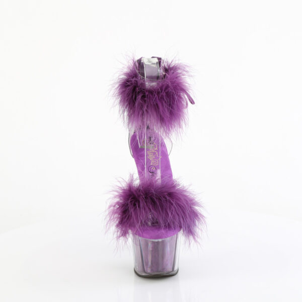 7" Heel, 2 3/4" PF Marabou Fur Ankle Cuff Sandal, Back Zip - Image 2