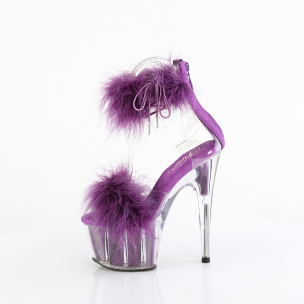 7" Heel, 2 3/4" PF Marabou Fur Ankle Cuff Sandal, Back Zip - Image 3