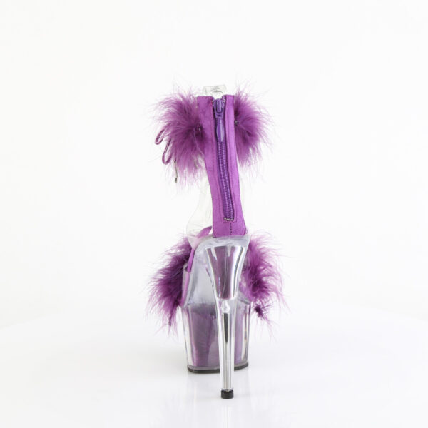 7" Heel, 2 3/4" PF Marabou Fur Ankle Cuff Sandal, Back Zip - Image 4