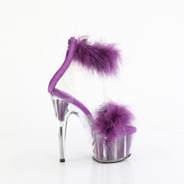 7" Heel, 2 3/4" PF Marabou Fur Ankle Cuff Sandal, Back Zip - Image 5