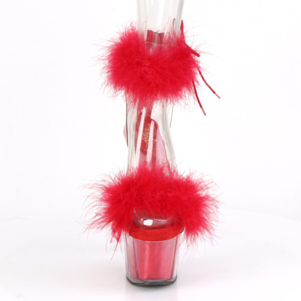 7" Heel, 2 3/4" PF Marabou Fur Ankle Cuff Sandal, Back Zip - Image 2