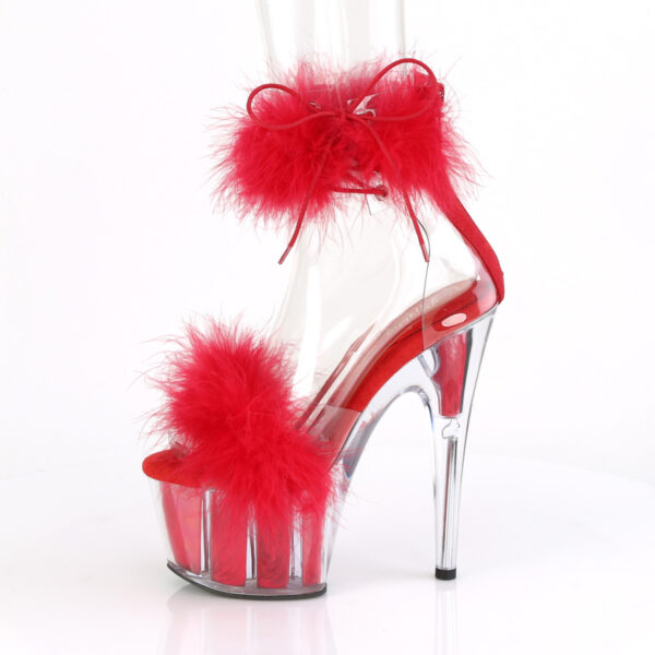 7" Heel, 2 3/4" PF Marabou Fur Ankle Cuff Sandal, Back Zip - Image 3