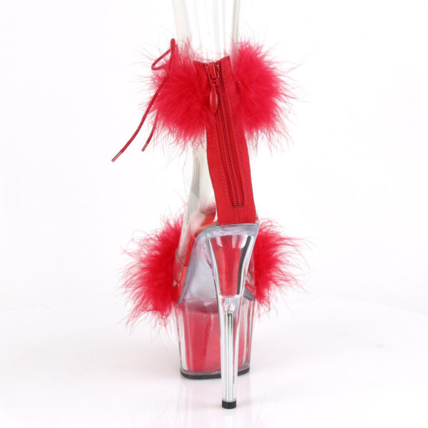7" Heel, 2 3/4" PF Marabou Fur Ankle Cuff Sandal, Back Zip - Image 4