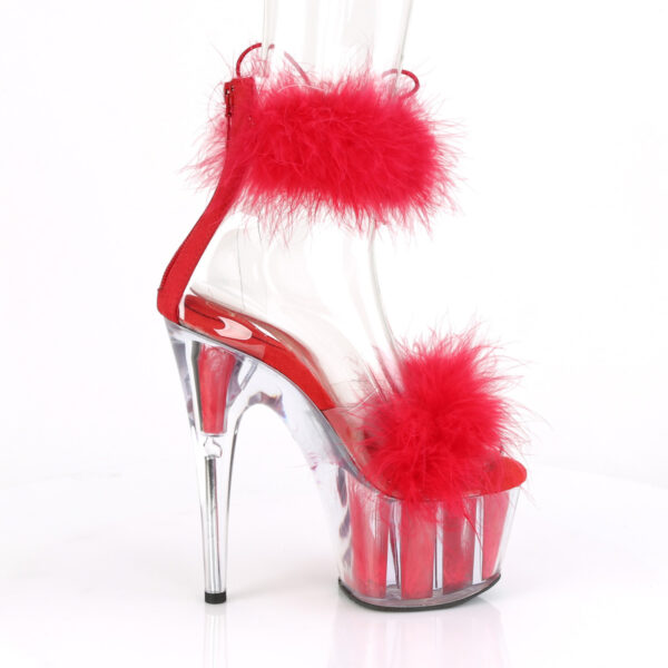 7" Heel, 2 3/4" PF Marabou Fur Ankle Cuff Sandal, Back Zip - Image 5